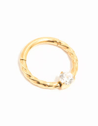 Gold Plated Titanium Cubic Zirconia Twisted Clicker Ring - link has visual effect only