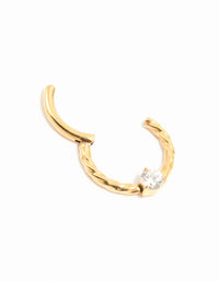 Gold Plated Titanium Cubic Zirconia Twisted Clicker Ring - link has visual effect only