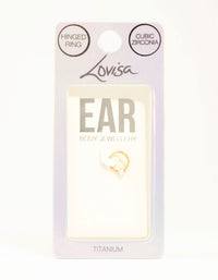 Gold Plated Titanium Cubic Zirconia Twisted Clicker Ring - link has visual effect only