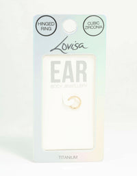 Gold Plated Titanium Pave Cubic Zirconia Band Clicker Ring - link has visual effect only