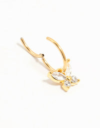 Gold Plated Titanium Cubic Zirconia Butterfly Dangle Clicker Ring - link has visual effect only
