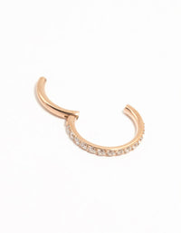 Rose Gold Plated Titanium Diamante Clicker Ring - link has visual effect only