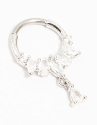 Titanium Cubic Zirconia Pear Drop Clicker Ring - link has visual effect only