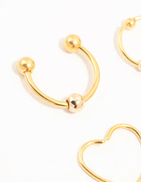 Gold Plated Titanium Heart Nose Rings 4-Pack - link has visual effect only