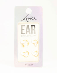 Gold Plated Titanium Heart Nose Rings 4-Pack - link has visual effect only