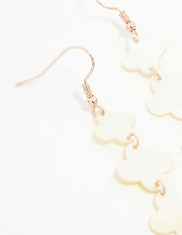 Rose Gold Genuine Shell Flower Drop Earrings