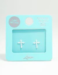 Sterling Silver Marquise Cubic Zirconia Cross Stud Earrings - link has visual effect only