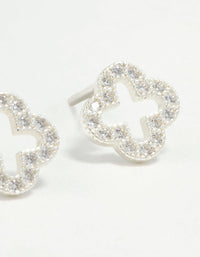 Sterling Silver Cubic Zirconia Flower Stud Earrings - link has visual effect only