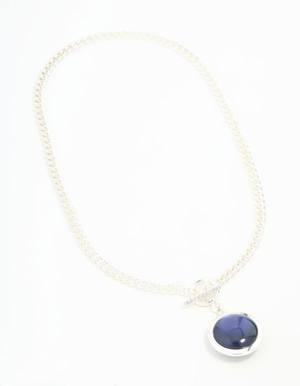 Silver Blue Orbit Pendant T & O Necklace
