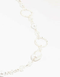 Crater Hoop & Pearl Silver Necklace - link has visual effect only