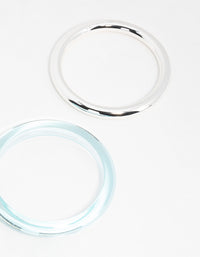 Silver & Blue Acrylic Bangles 2-Pack - link has visual effect only