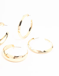 Gold Sleek Hoop & Red Heart Hoop Earrings 3-Pack - link has visual effect only