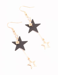 Gold & Black Stars Drop Earrings - link has visual effect only