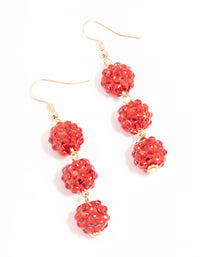 Red Diamante Shambala Ball Gold Drop Earrings - link has visual effect only