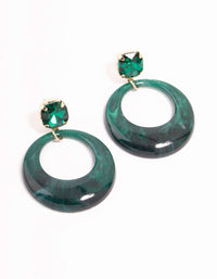 Green Acrylic Circle & Diamante Drop Earrings - link has visual effect only