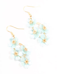 Blue Pearlised Flower Vine Gold Drop Earrings - link has visual effect only