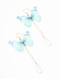 Blue Tie Dye Butterfly Drop Earrings - link has visual effect only