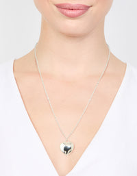 Silver Puffy Heart Ball Chain Necklace - link has visual effect only