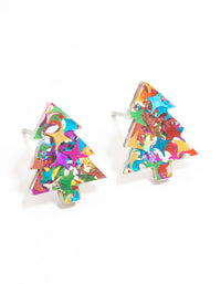 Glitter Acrylic Tree Stud Earrings - link has visual effect only