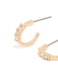 Gold Diamante Huggie Earrings - link has visual effect only