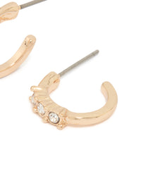 Gold Diamante Huggie Earrings - link has visual effect only