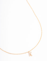 Gold Plated Cubic Zirconia Letter K Necklace - link has visual effect only