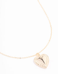 Gold Plated Detailed Heart Locket Necklace - link has visual effect only