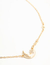 Gold Plated Diamante Celestial Moon Pendant Necklace - link has visual effect only