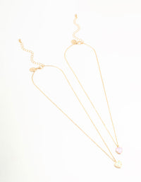 Gold Diamante Heart Necklaces 2-Pack - link has visual effect only
