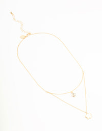 Gold Flower Layered Necklace - link has visual effect only