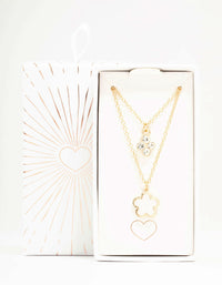 Gold Flower Layered Necklace - link has visual effect only