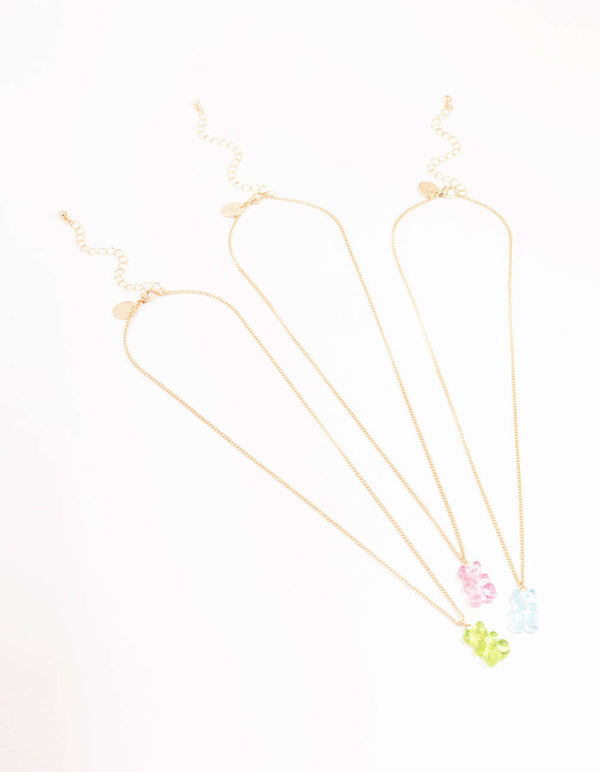 Pastel Acrylic Gummy Bear Necklaces 3-Pack