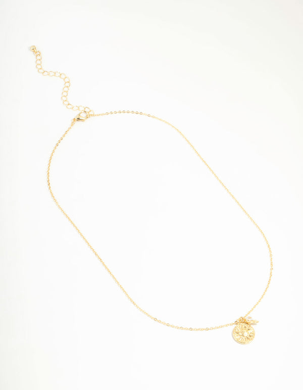 Gold Plated Sun & Cubic Zirconia Pendant Necklace