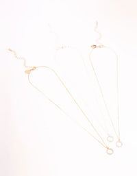 Mixed Metal Diamante Open Circle Pendant Necklaces 3-Pack - link has visual effect only