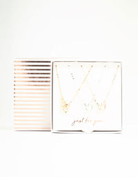 Mixed Metals Link Heart Necklaces 3-Pack - link has visual effect only