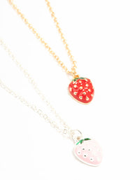 Mixed Metals Strawberry Necklaces 2-Pack - link has visual effect only