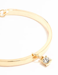Gold Solitaire Diamante Gold Toggle Bracelet - link has visual effect only