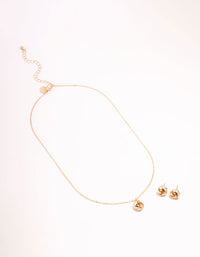 Gold Knotted Necklace & Stud Earrings Set - link has visual effect only