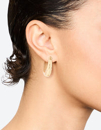 Gold Plated Long Thin Oval Hoop Earrings - link has visual effect only