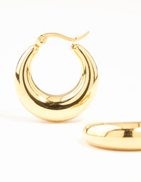 Waterproof Gold Plated Stainless Steel Large Hinged Chunky Hoop Earrings - link has visual effect only