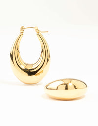 Waterproof Gold Plated Stainless Steel Long Graduating Oval Hoop Earrings - link has visual effect only