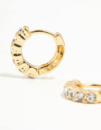 Gold Plated Plain & Diamante Hoop Earrings 3-Pack - link has visual effect only