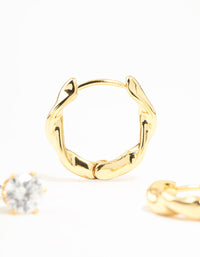 Gold Plated Twisted Hoop & Stud Earrings 3-Pack - link has visual effect only