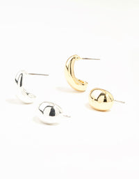 Mixed Metals Classic Bubble Stud Earrings 2-Pack - link has visual effect only