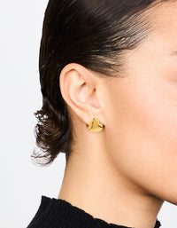 Waterproof Gold Plated Stainless Steel Sandwich Heart Huggie Earrings - link has visual effect only