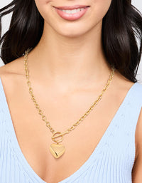 Waterproof Gold Plated Stainless Steel Chubby Heart Necklace - link has visual effect only