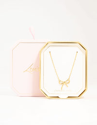 Waterproof Gold Plated Stainless Steel Plain Bow Necklace - link has visual effect only