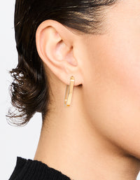 Waterproof Gold Plated Stainless Steel Oblong Hoop Earrings - link has visual effect only