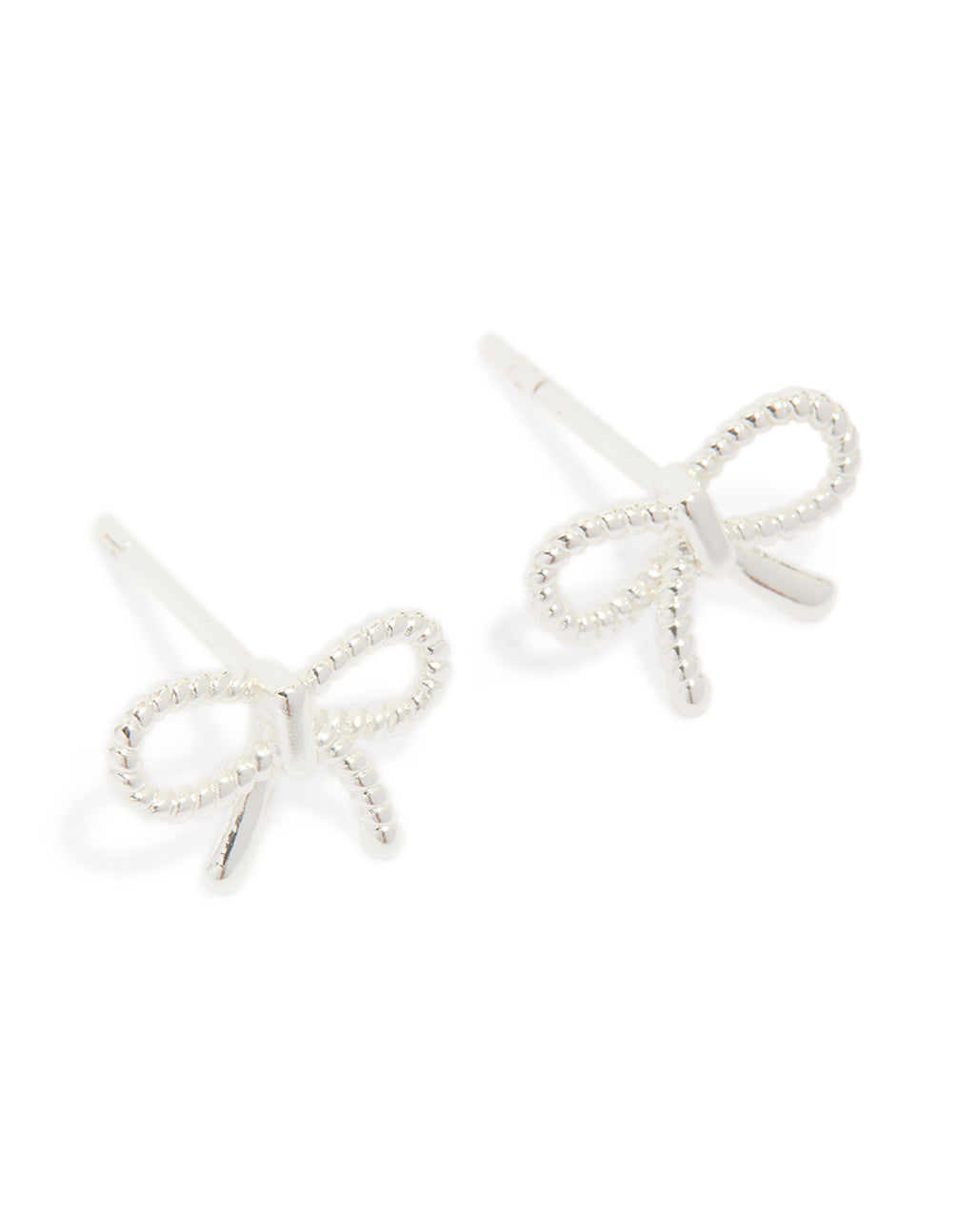 Sterling Silver Textured Bow Stud Earrings