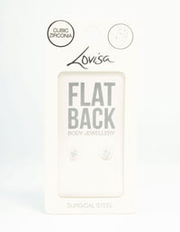 Surgical Steel Plain Cubic Zirconia Flatback Studs 2-Pack - link has visual effect only